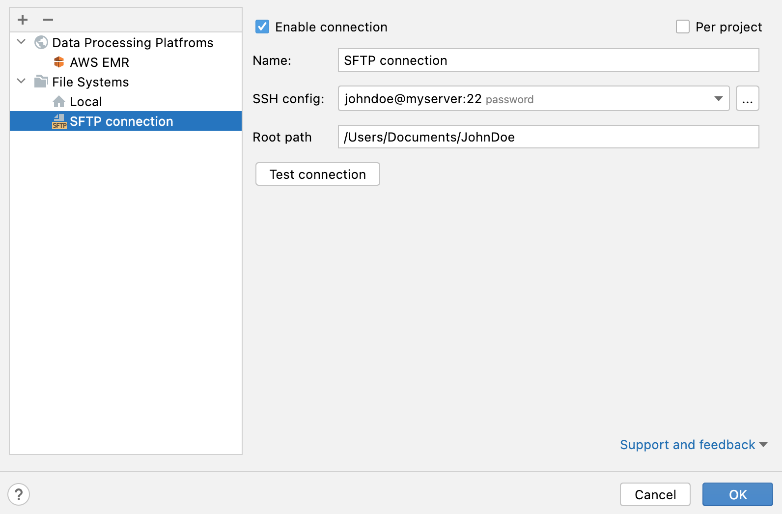 HDFS connection