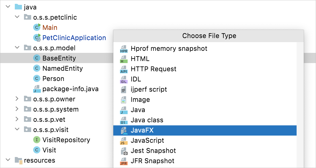 Changing file type from Project tool window