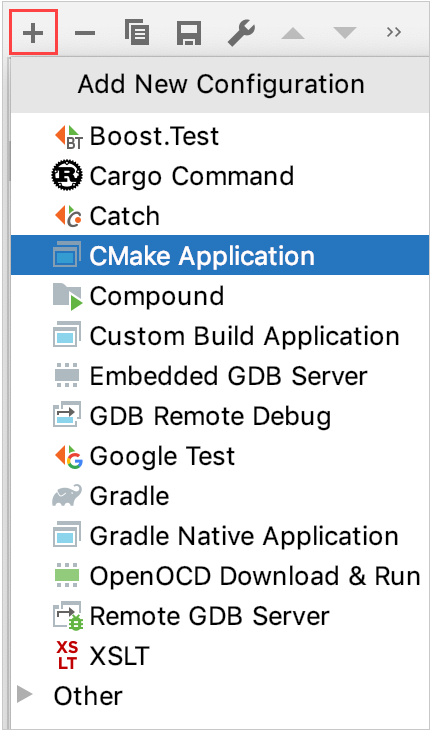 New run/debug configuration