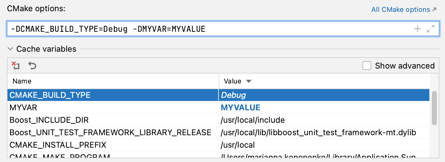 cmake variables