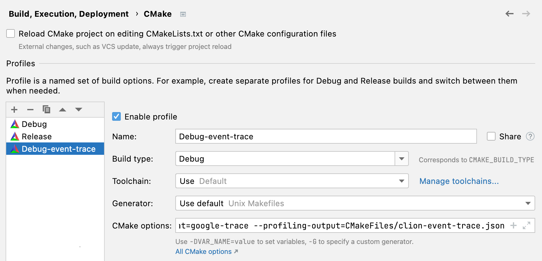 Tracing profile added automatically