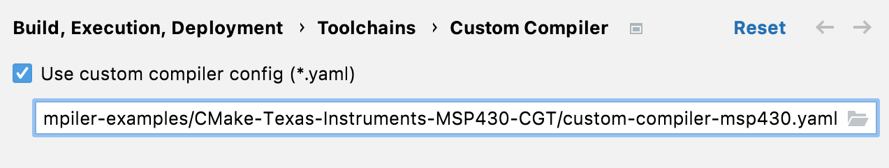 Custom compiler config setting