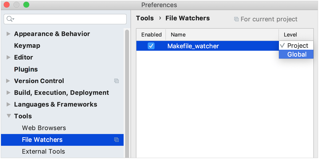 enable a File Watcher