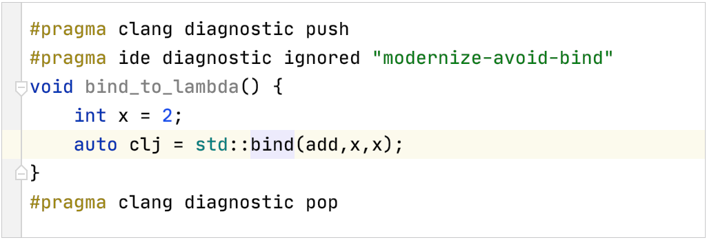 Suppressing an inspection for a function