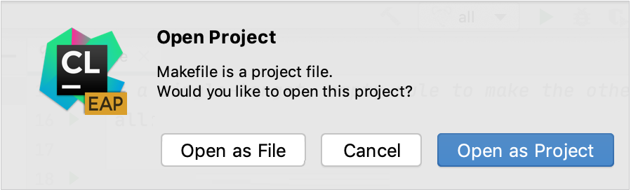 Opening a Makefile as a project