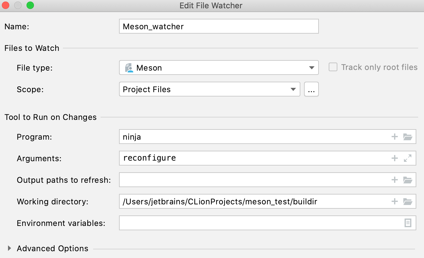 File watcher settings