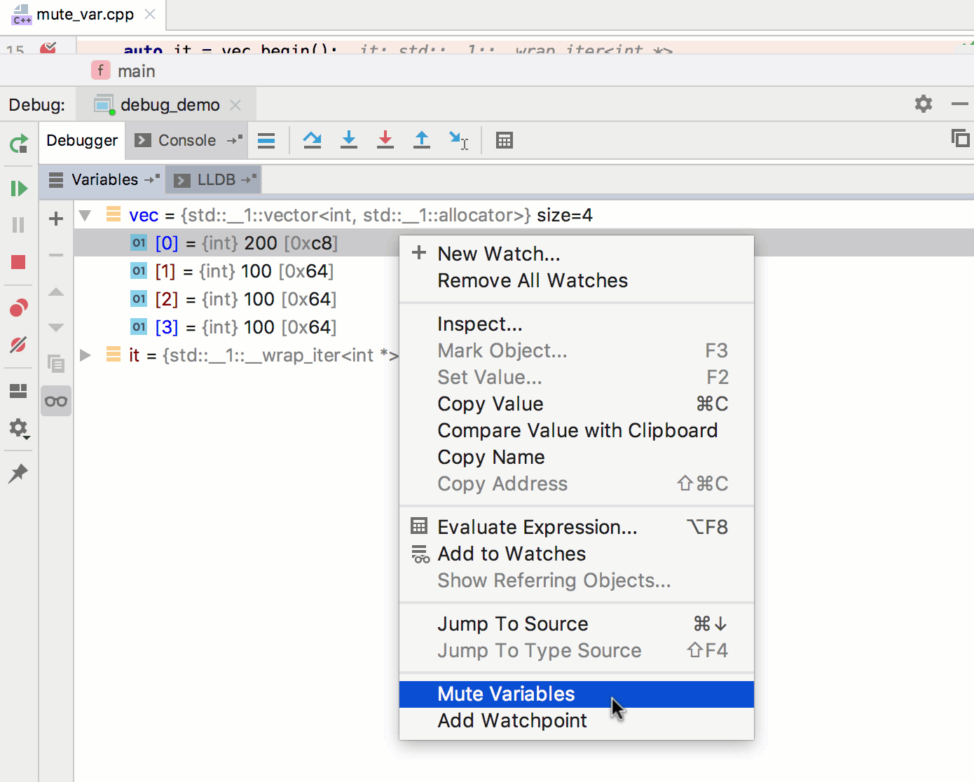 mute and load variables