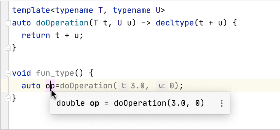 C++ inferred type in Quick Documentation popup