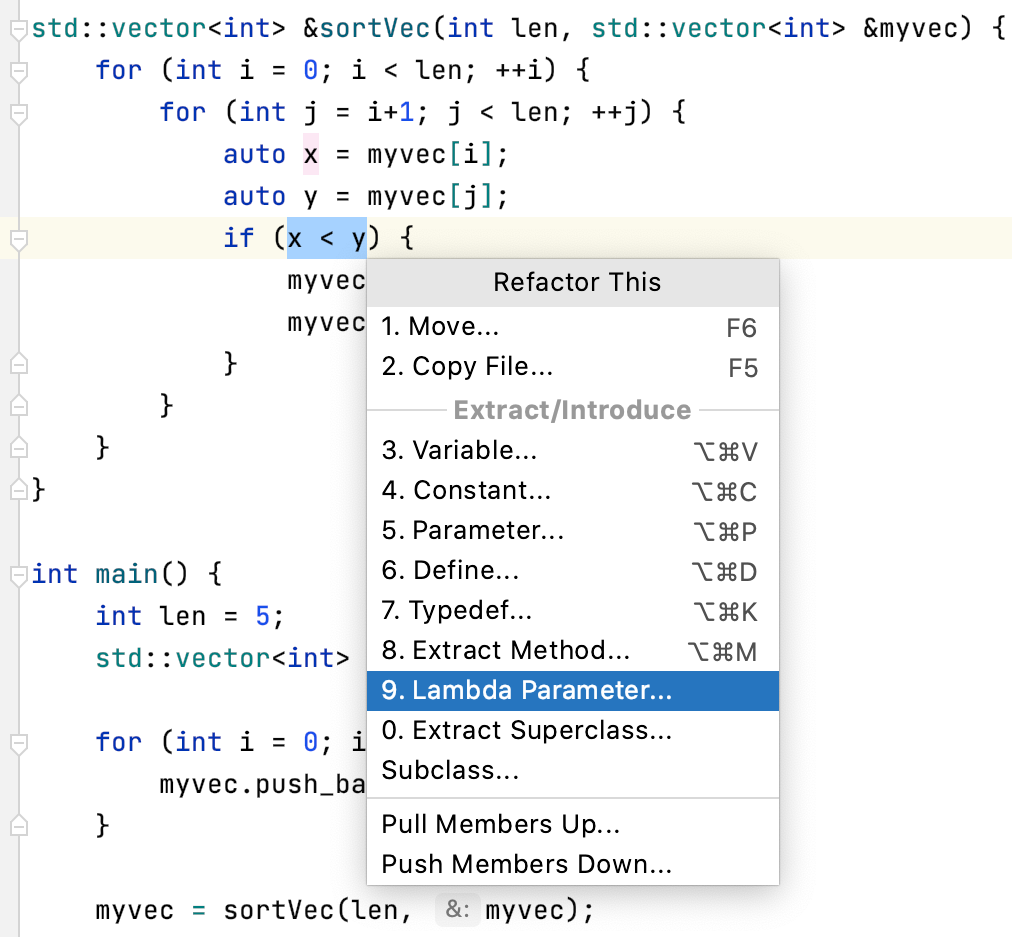 Extract Lambda Parameter option in Refactor This