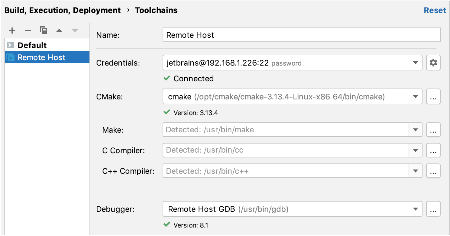 remote toolchain configured successfully