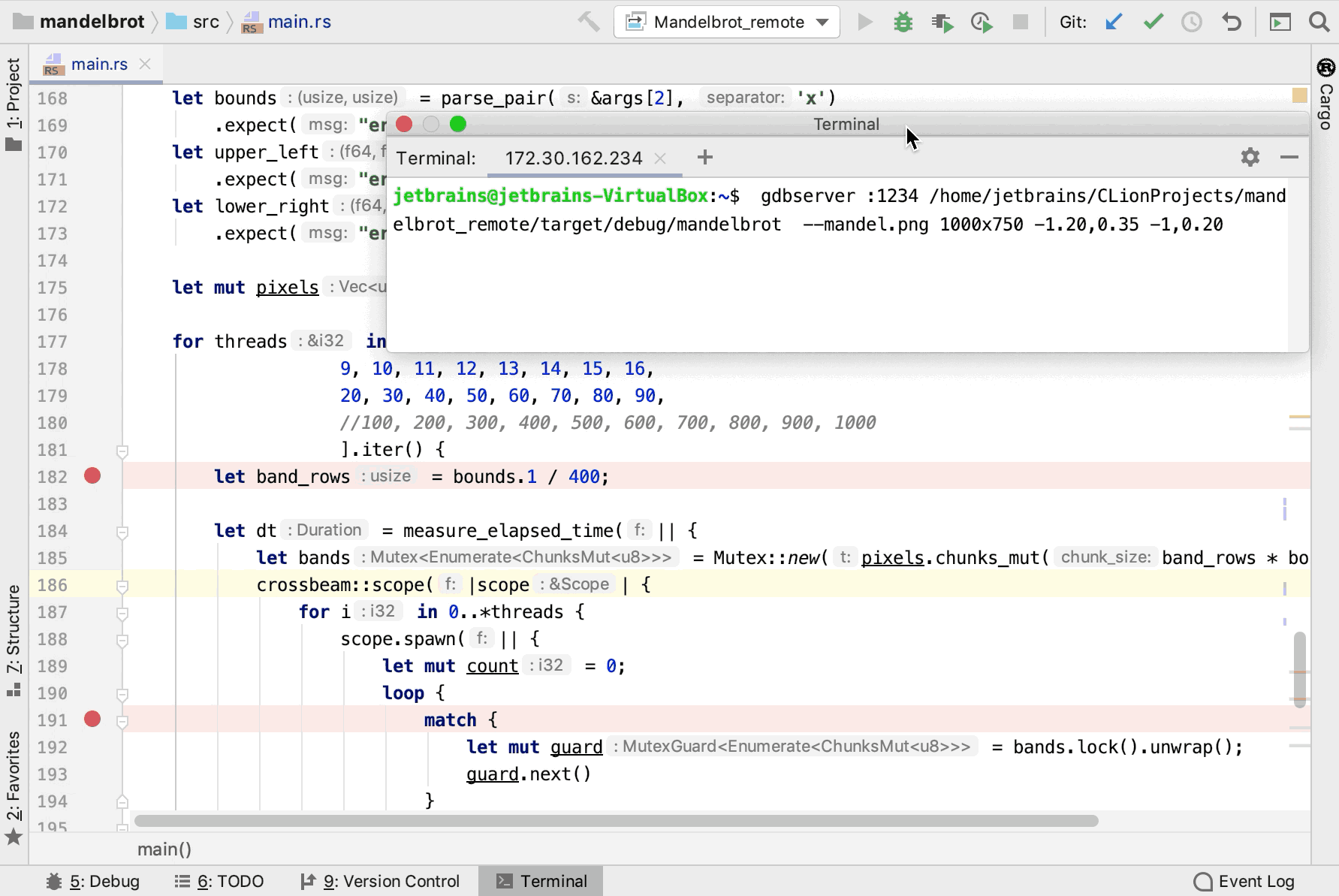 debugging a Rust program remotely