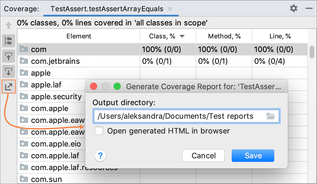 Generating code coverage report