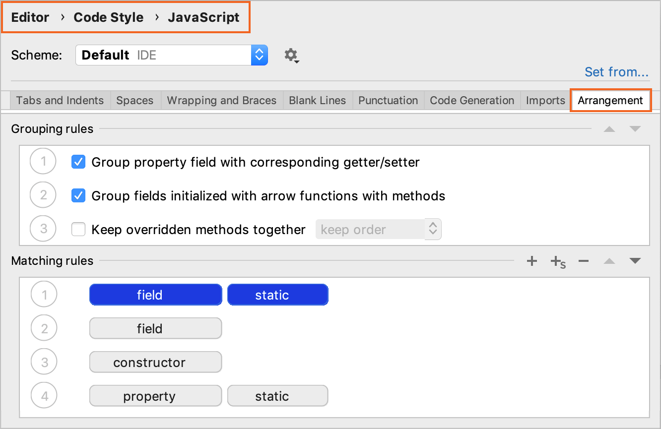 Code Style settings