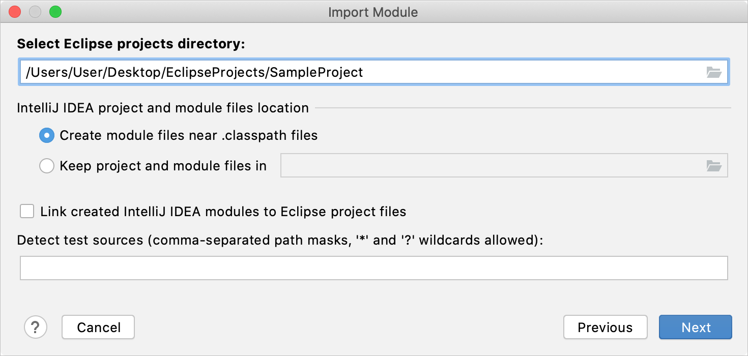 Importing a project from Eclipse as a module