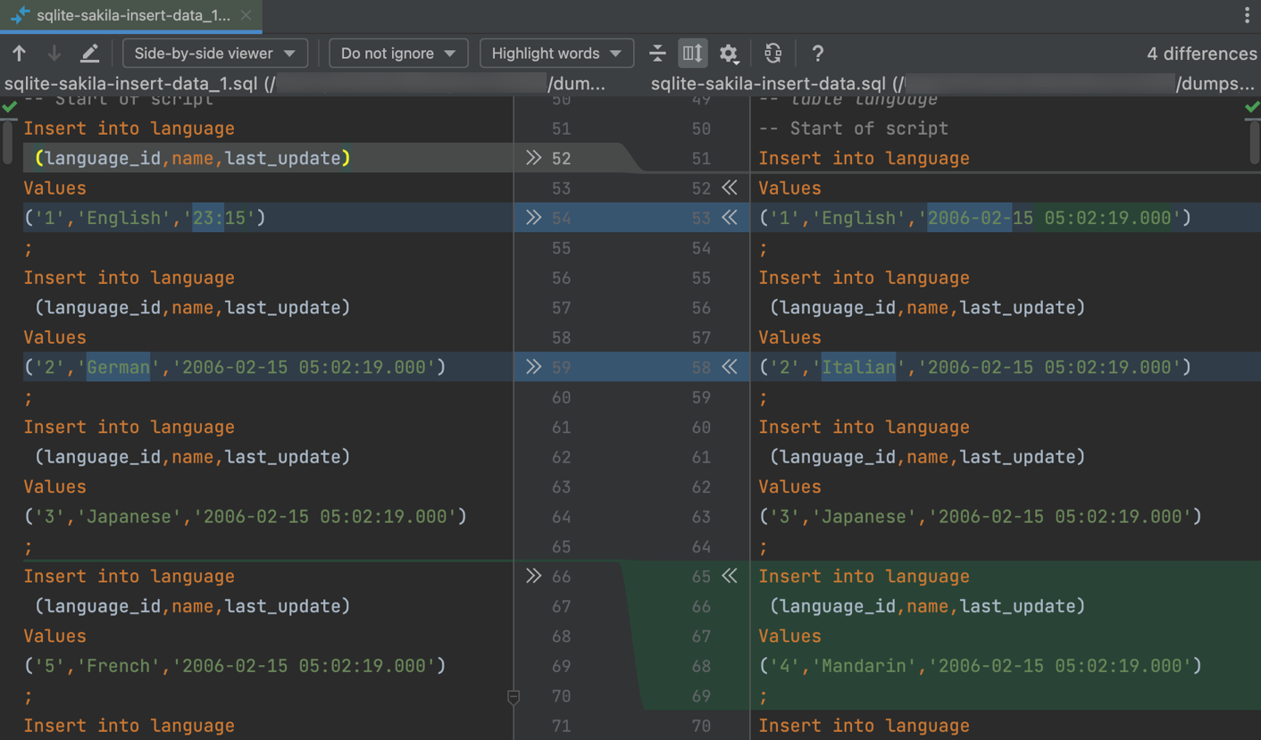 Compare Files Folders And Text Sources Datagrip 