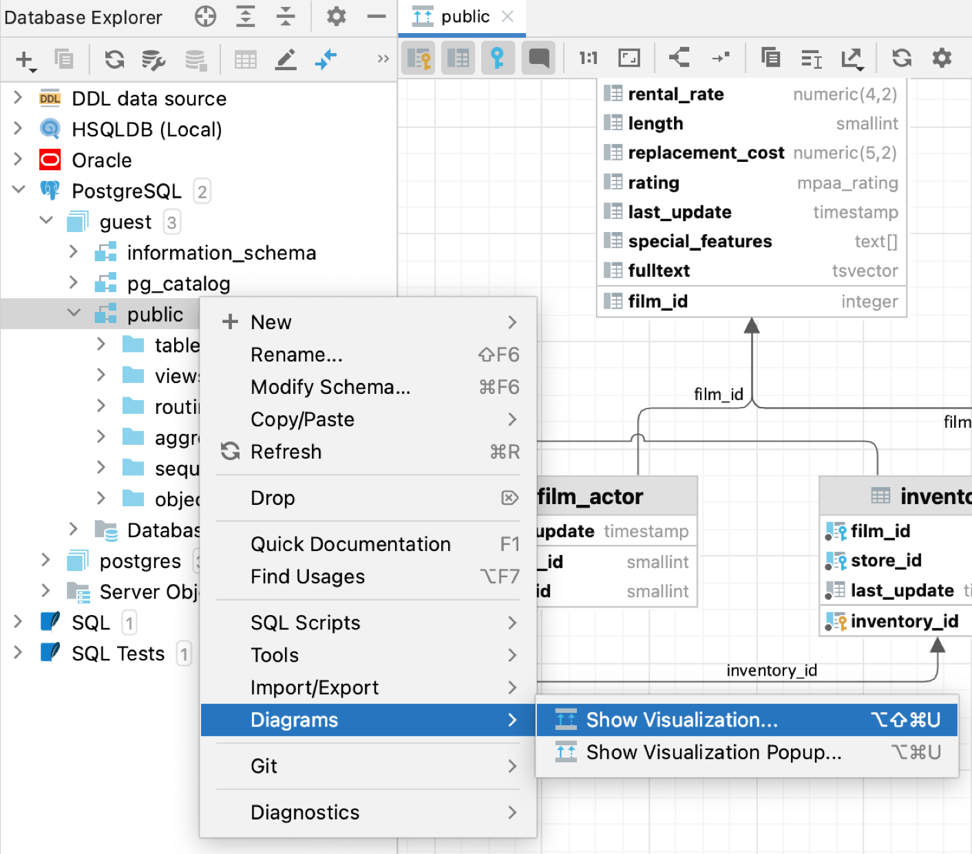 Generate a diagram for a database object