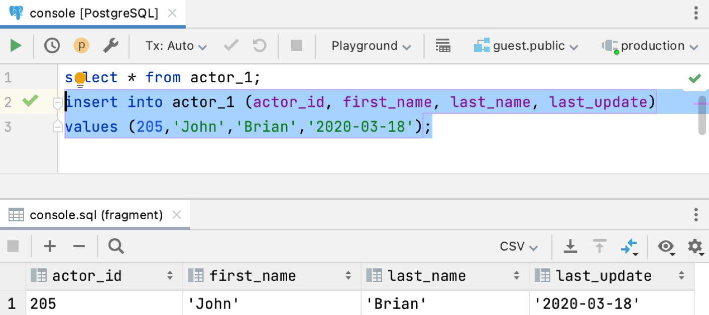 Edit data in INSERT statements as a table