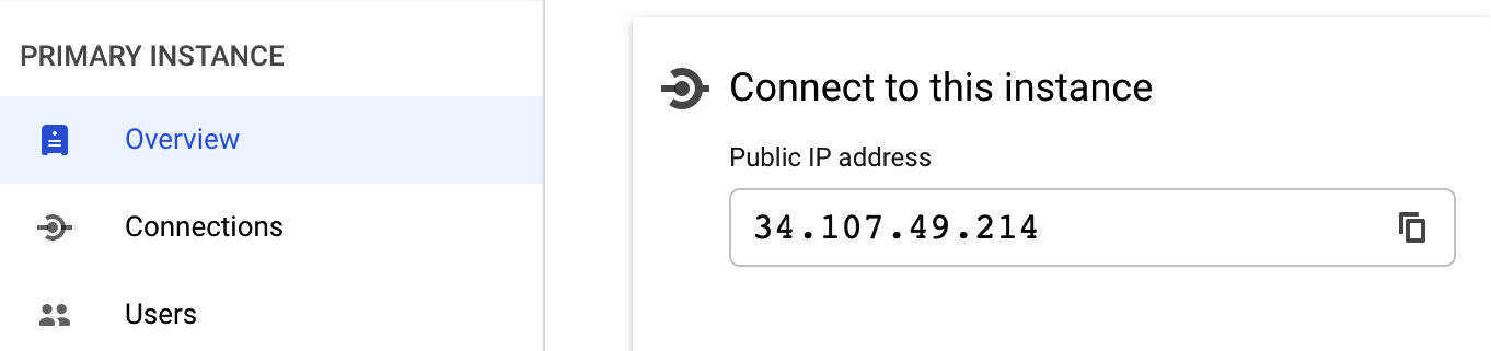 IP address of your PostgreSQL instance