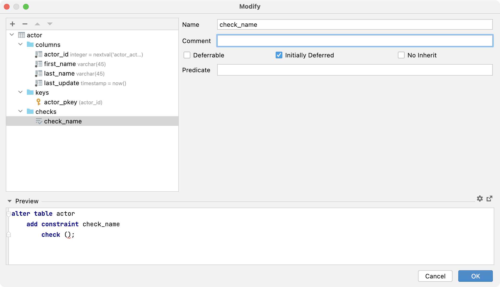 Modify a database-specific parameters