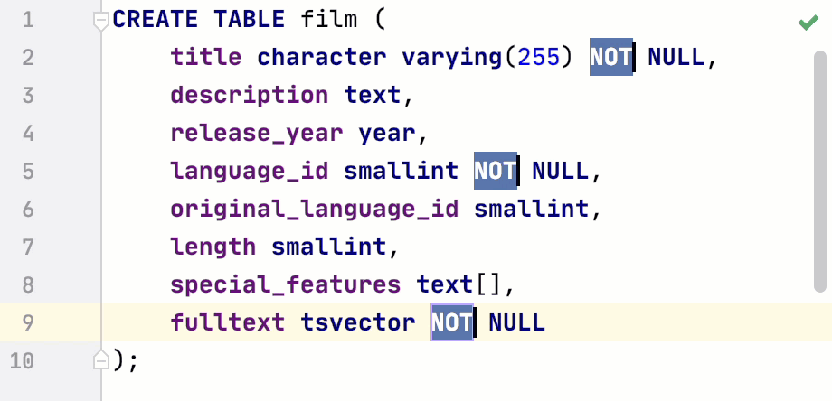 DataGrip. Select multiple occurrences. skip occurrence