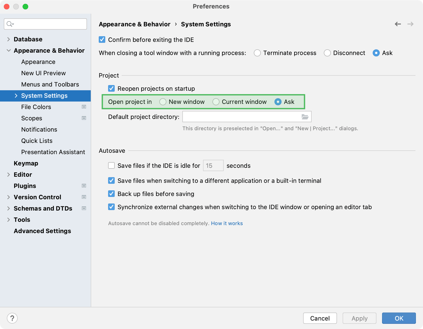 the System Settings page in Settings/Preferences