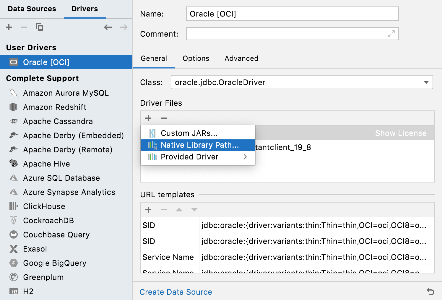  Preparing drivers for the OCI connection