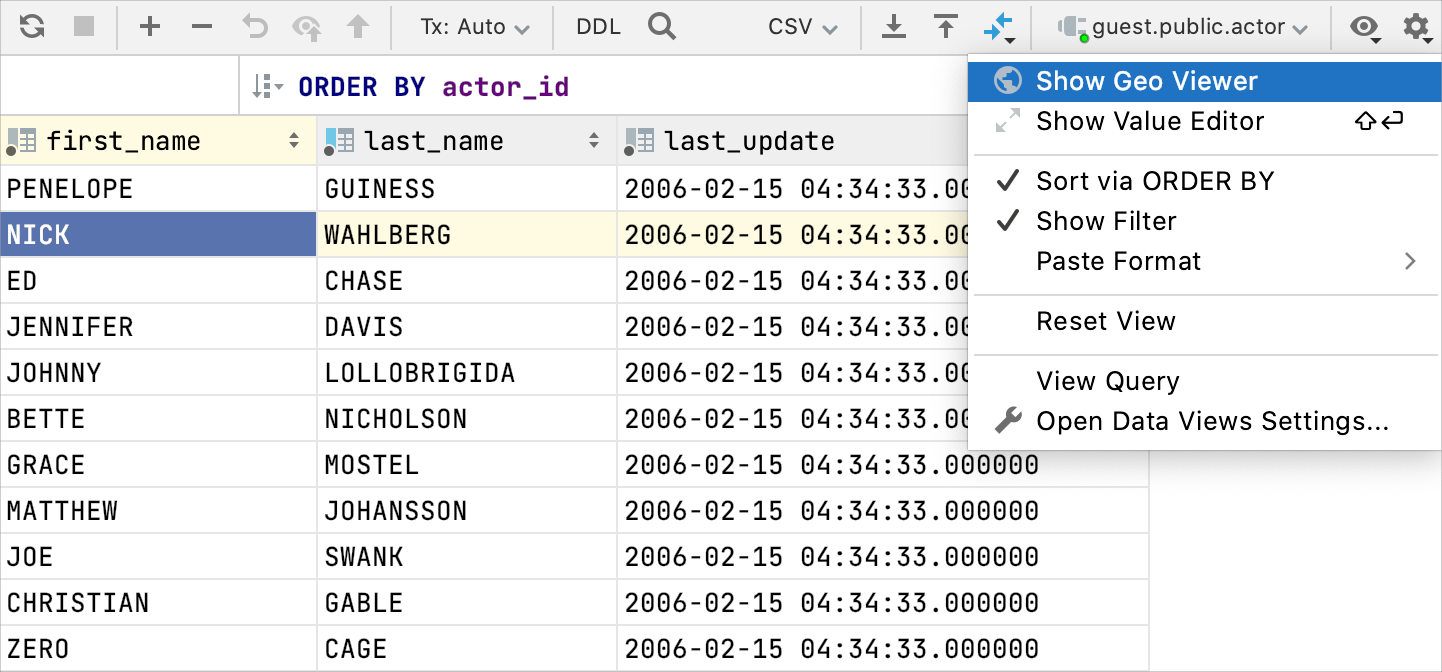 Restore the initial table view