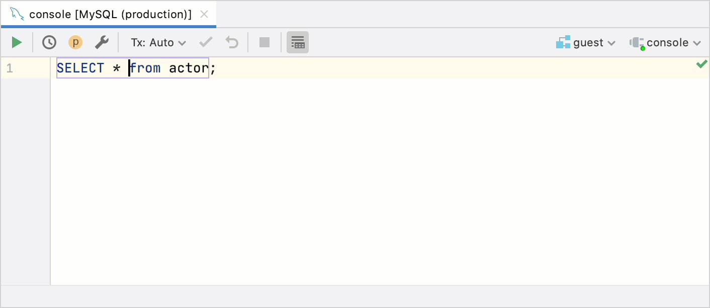 Database code | DataGrip