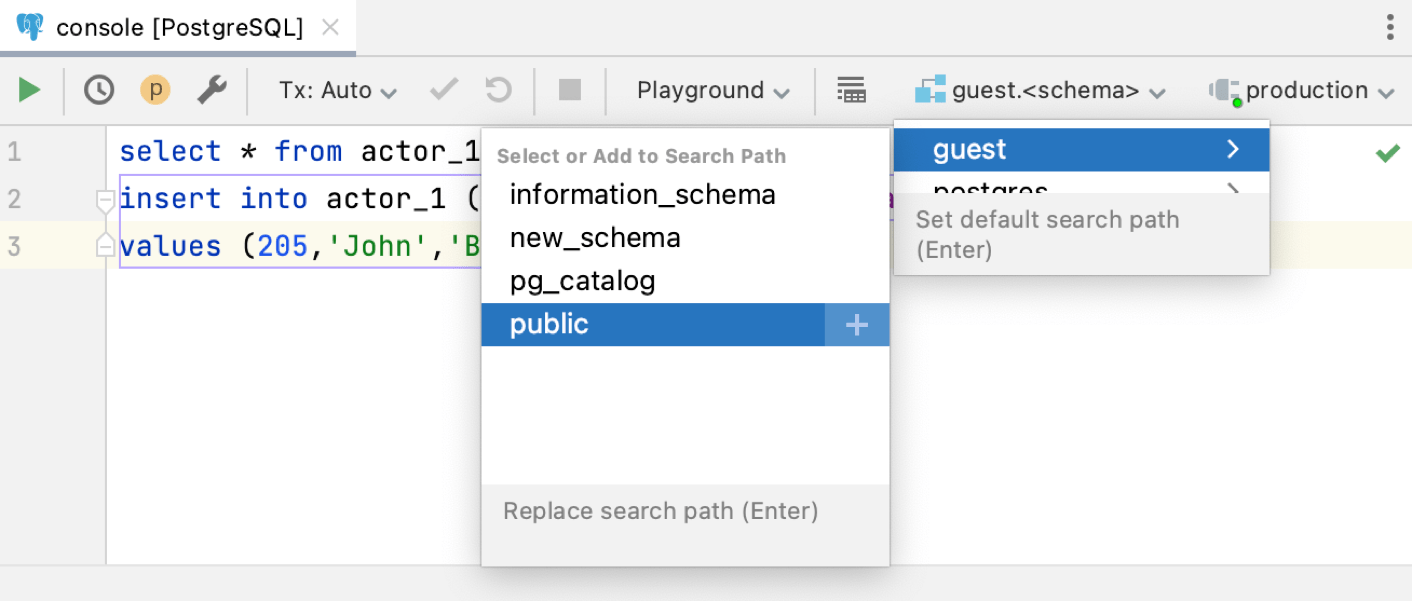 Select a search path for PostgreSQL