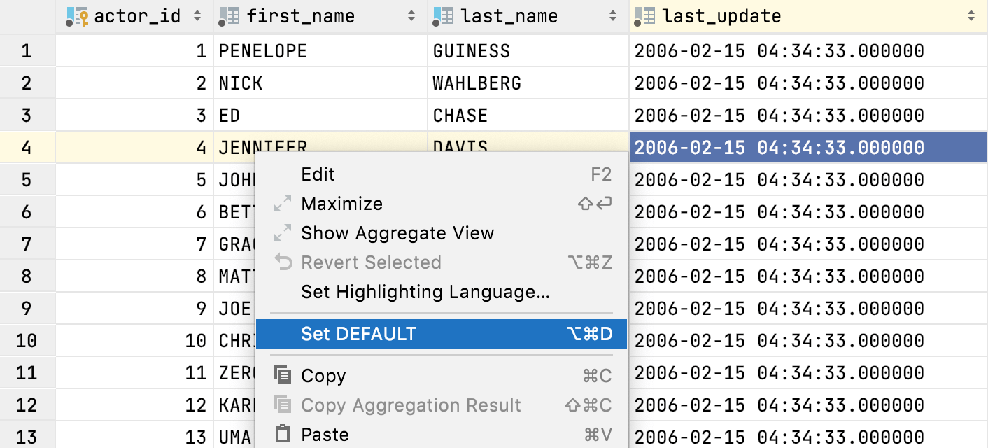 Set the default value