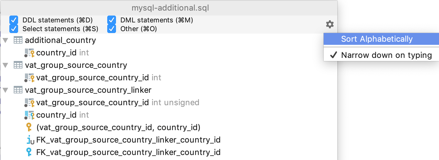 Structure View popup Structure View popup