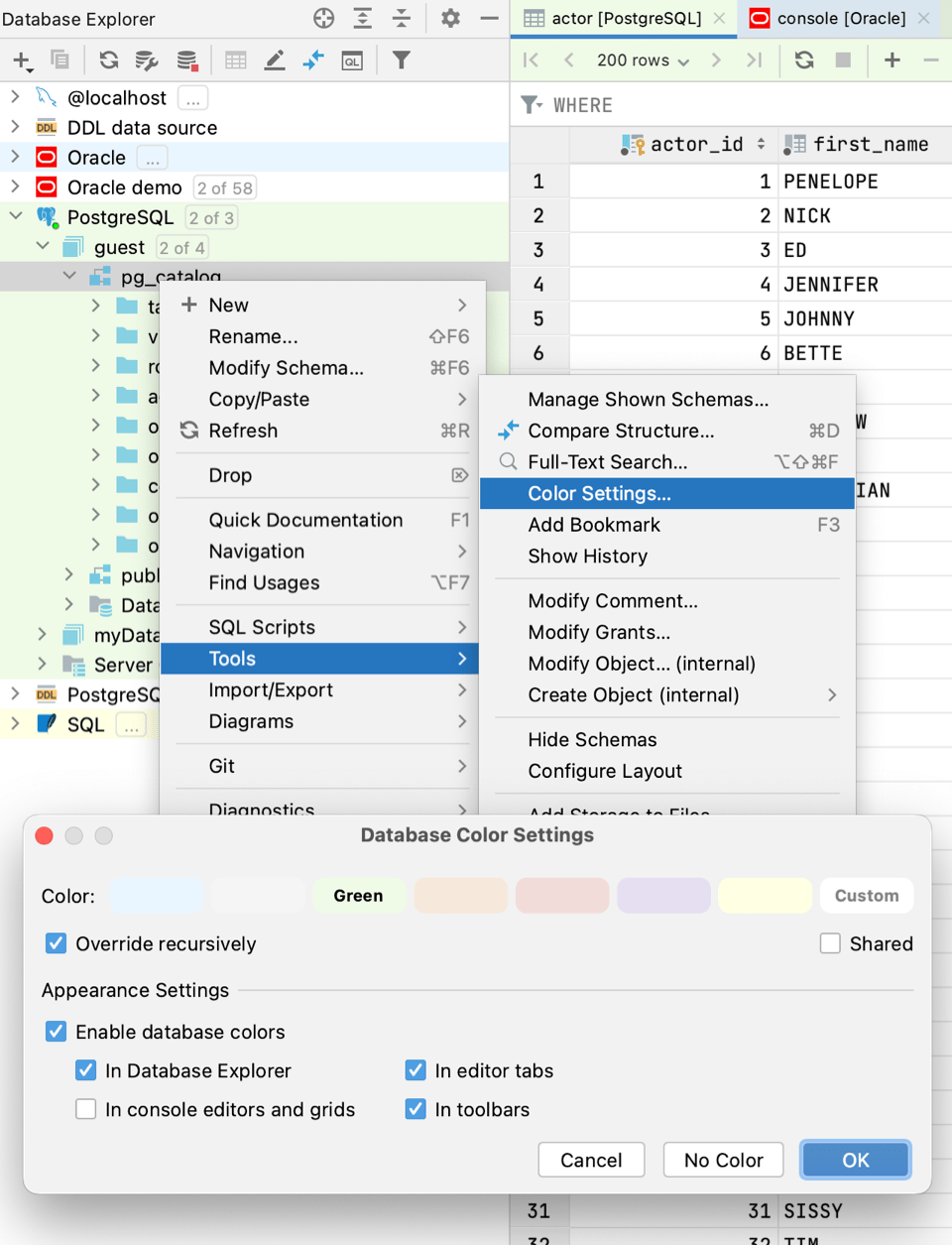 Text data viewer uses the color of the data source