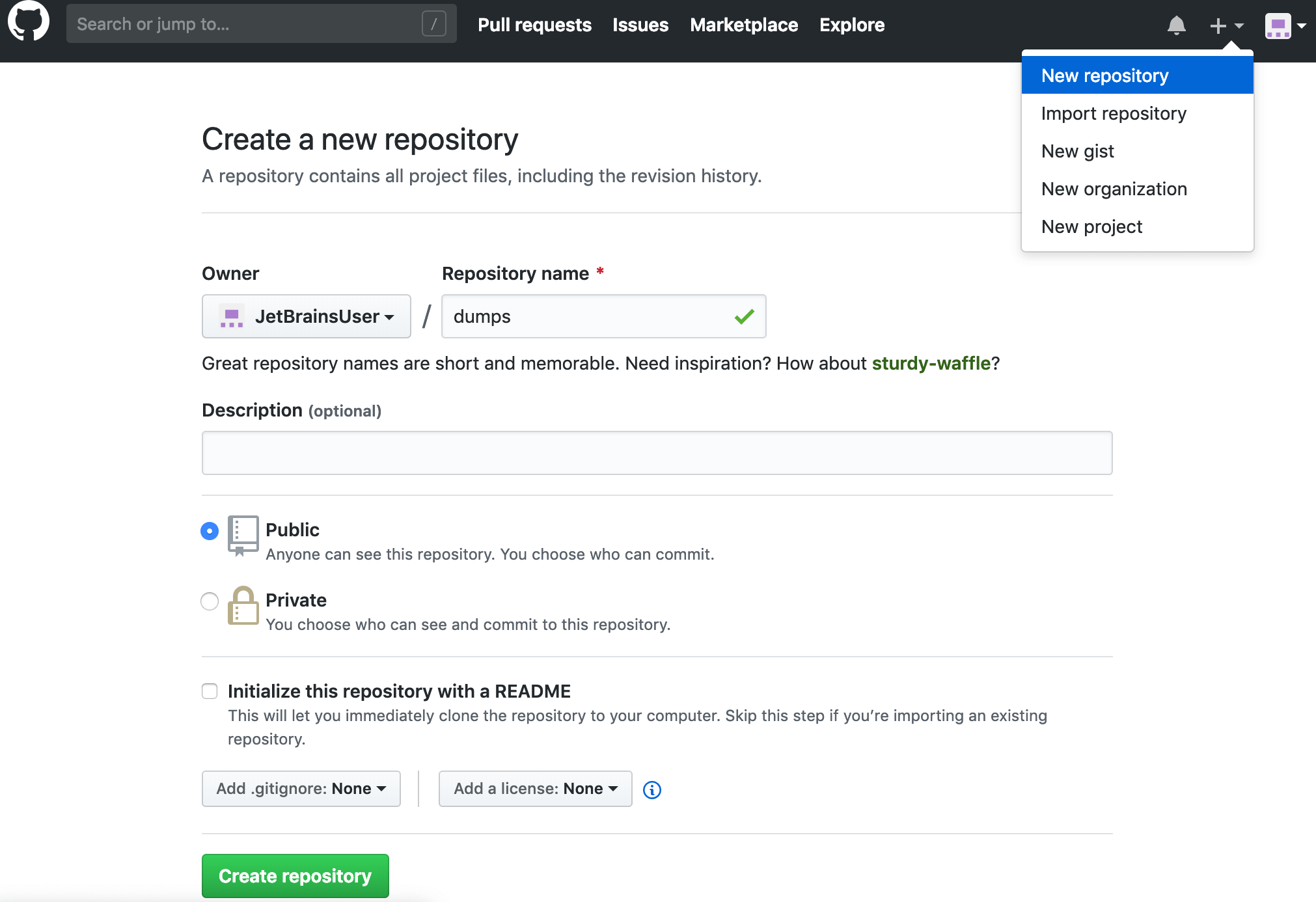 Create a GitHub repository