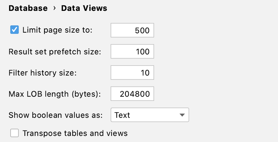 Configure the result page size