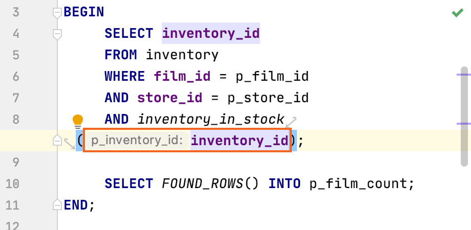 Parameter hints