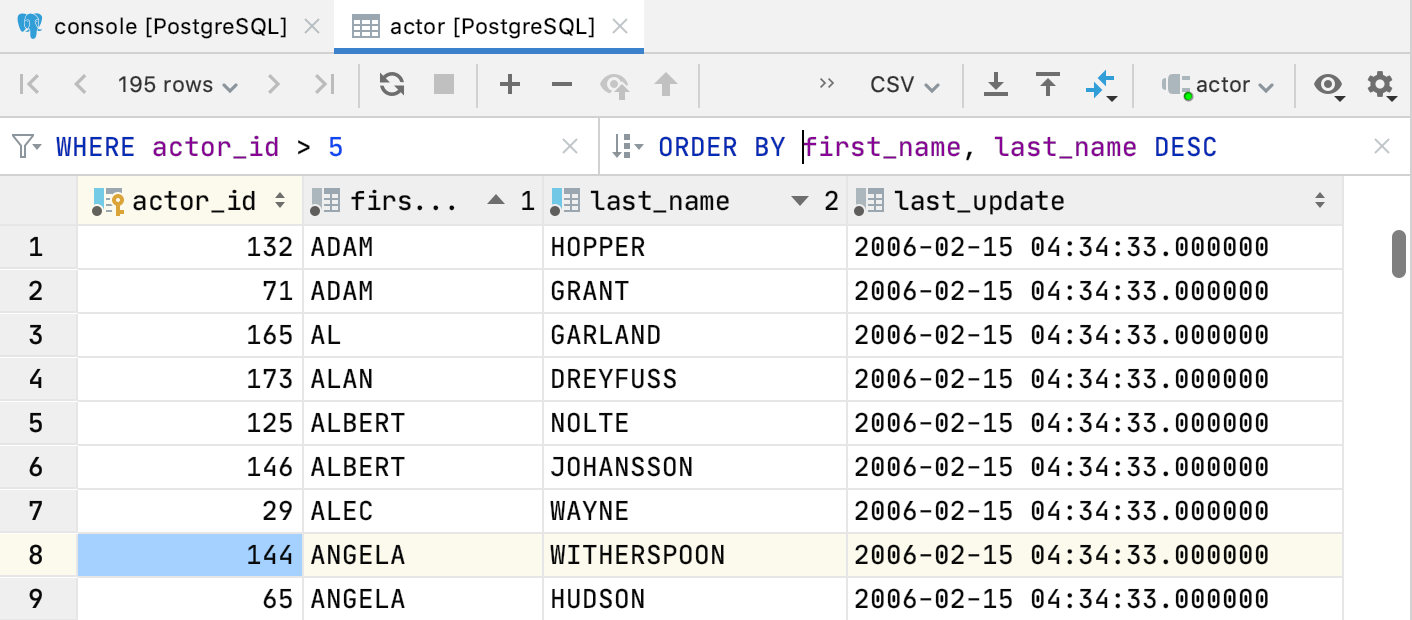 WHERE and ORDER BY fields for sorting