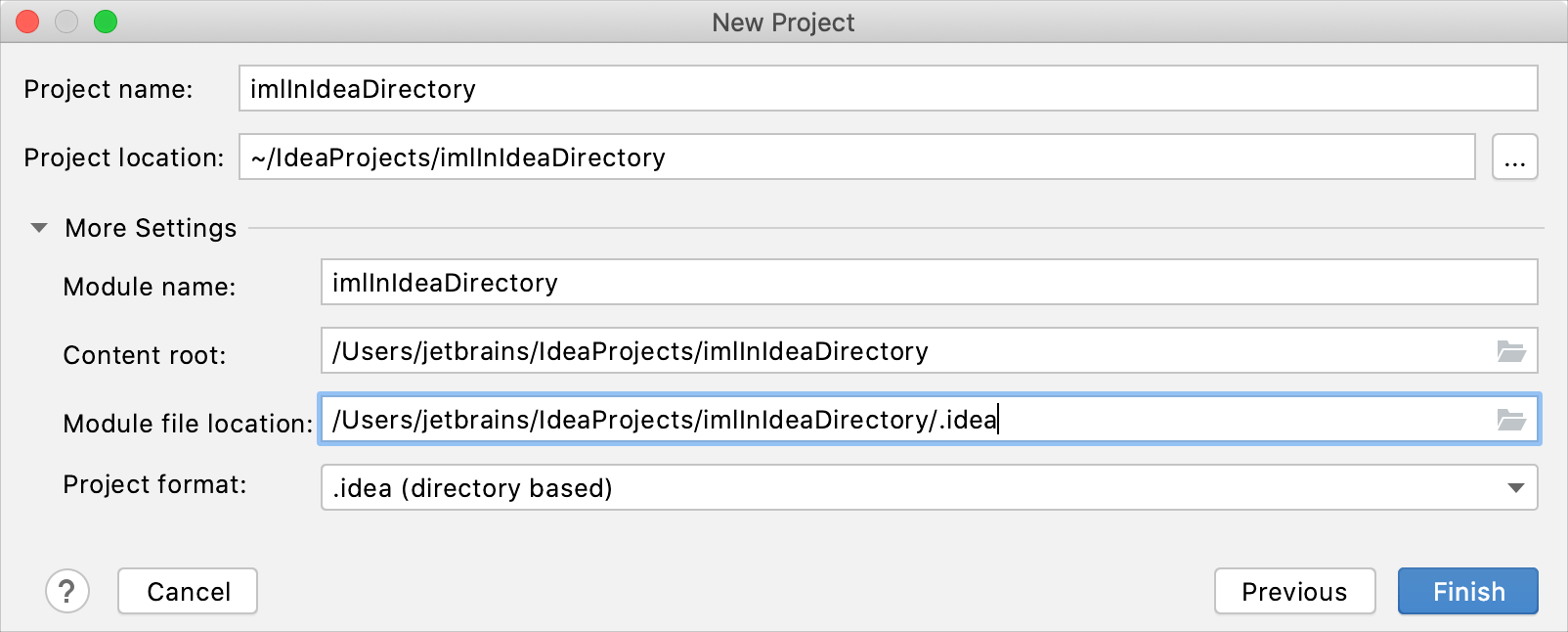 Change the IML file location for new Go projects