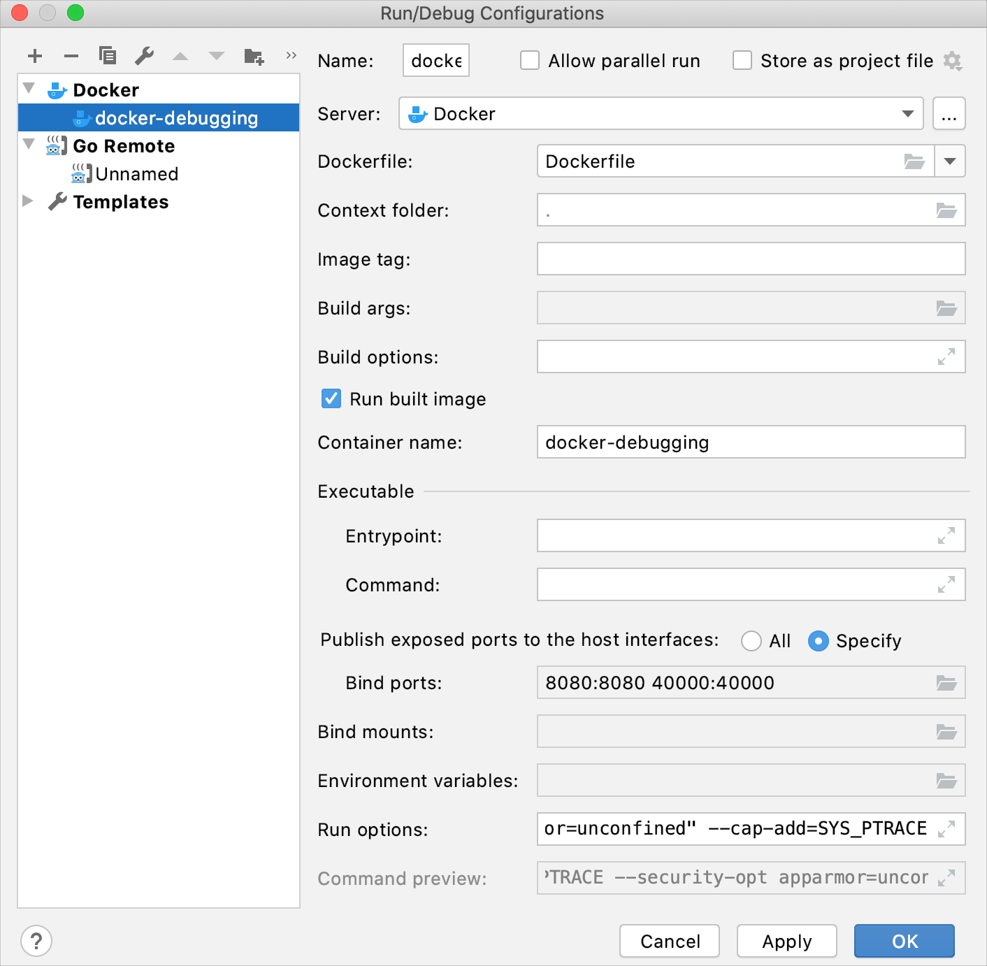 Create a Dockerfile configuration