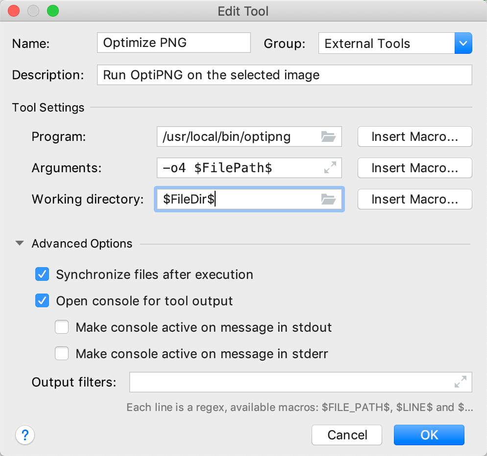 The Create Tool dialog