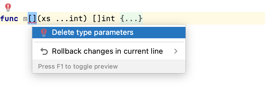 delete a type parameter with an empty parameter list