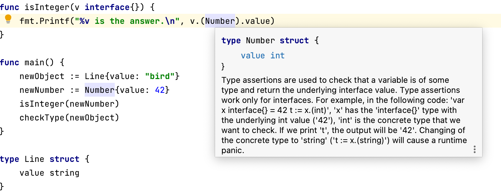 documentation in type assertions