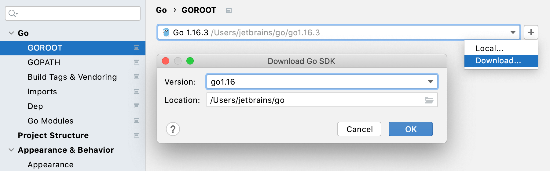 Download the Go SDK