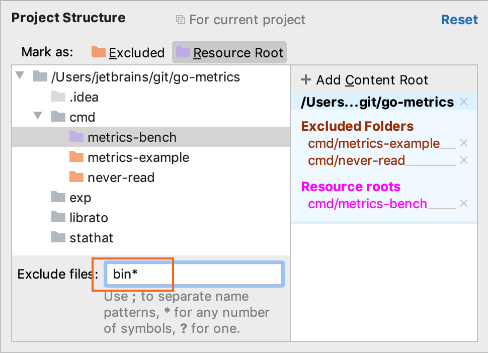 Exclude by name pattern