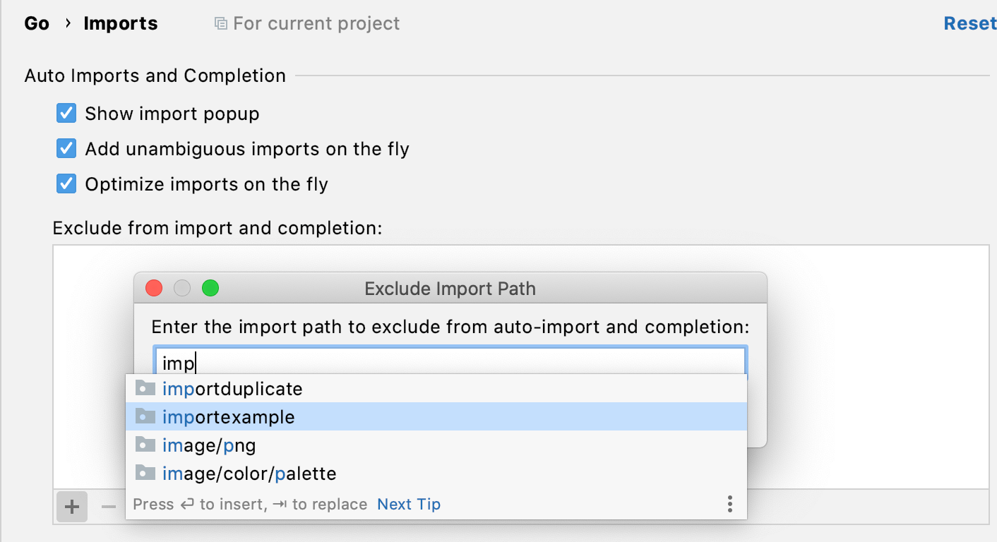 Exclude from import and completion