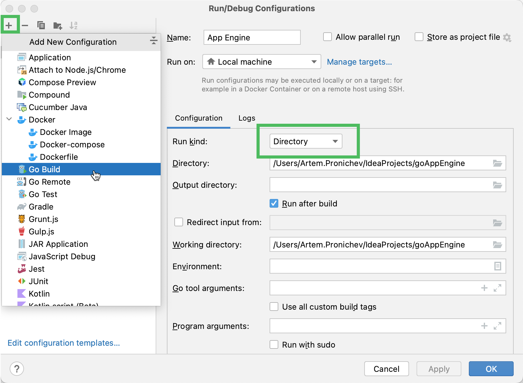 Run Debug Configuration For App Engine