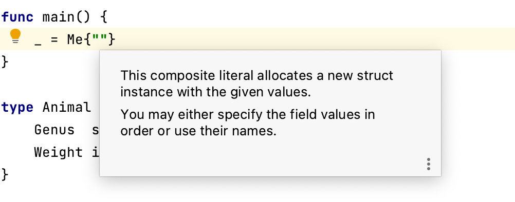 information when you initialize maps, arrays, slices, and structs