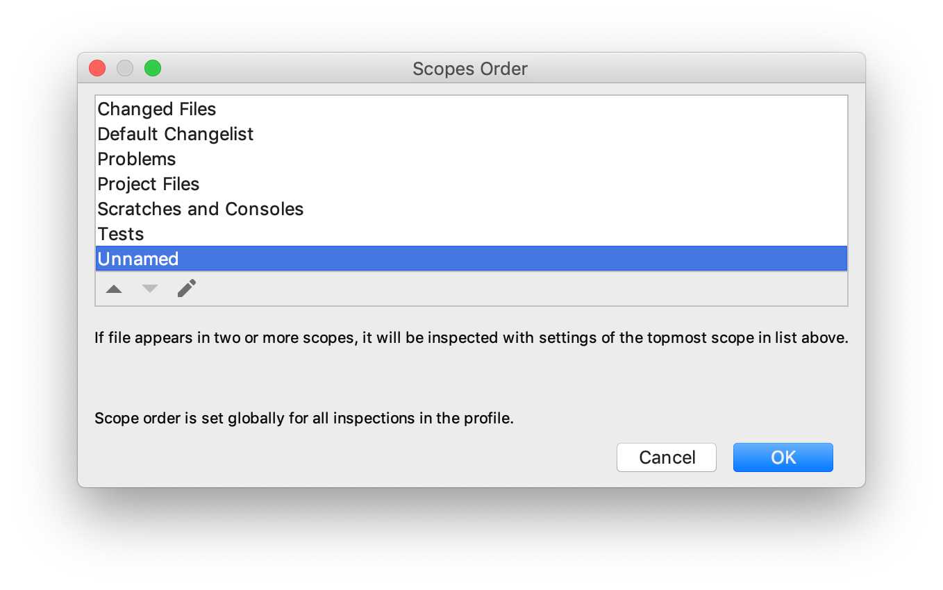 Changing the order of scopes