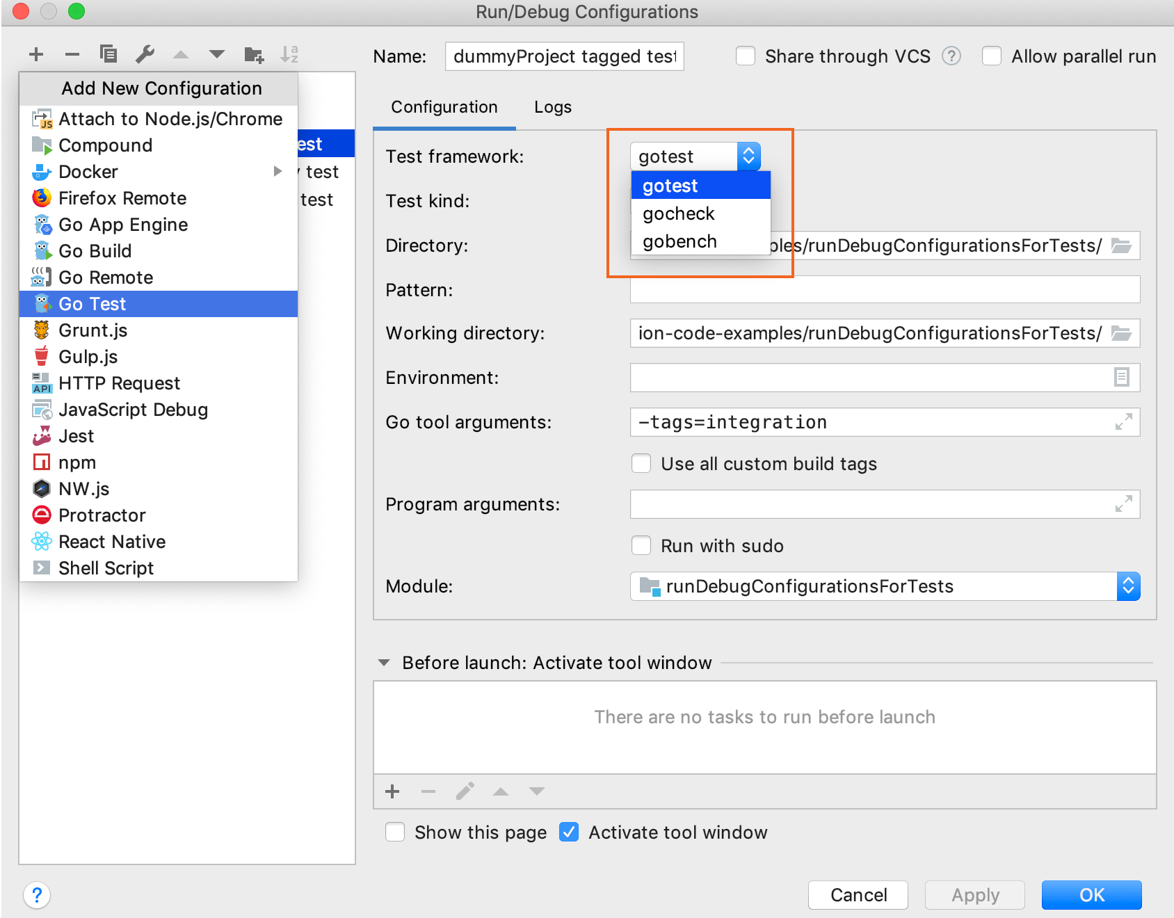 Packages for testing