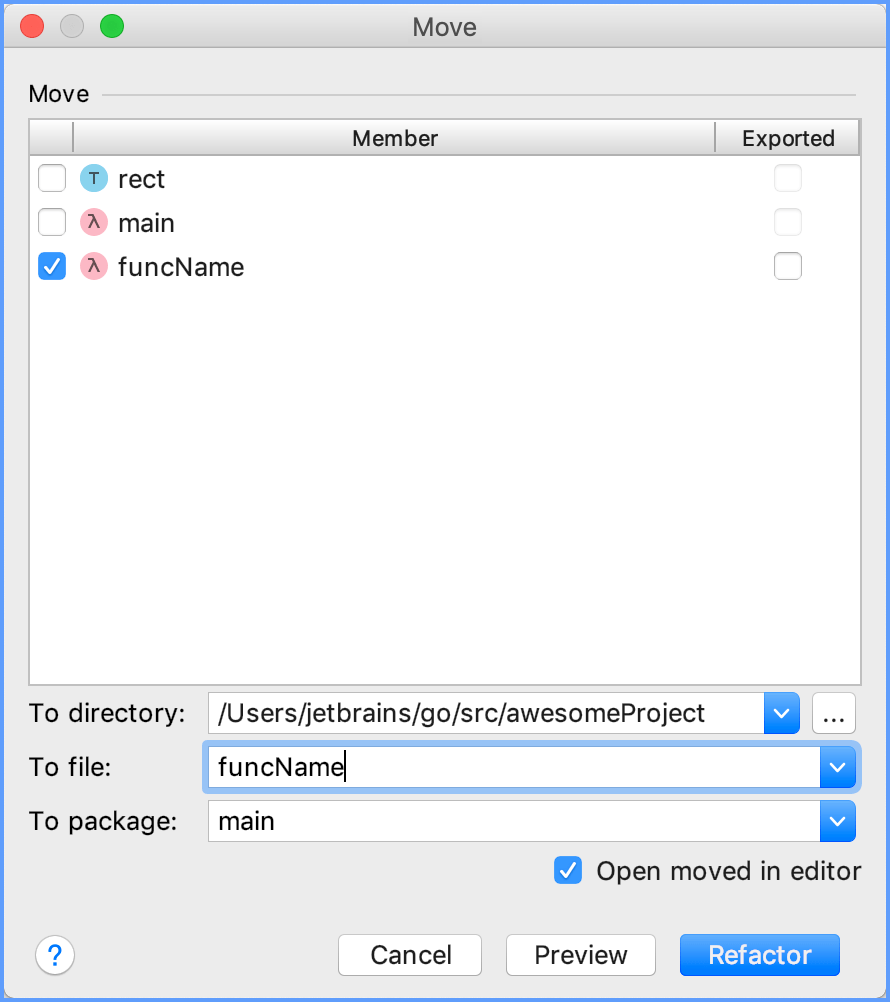 Example of the Move refactoring