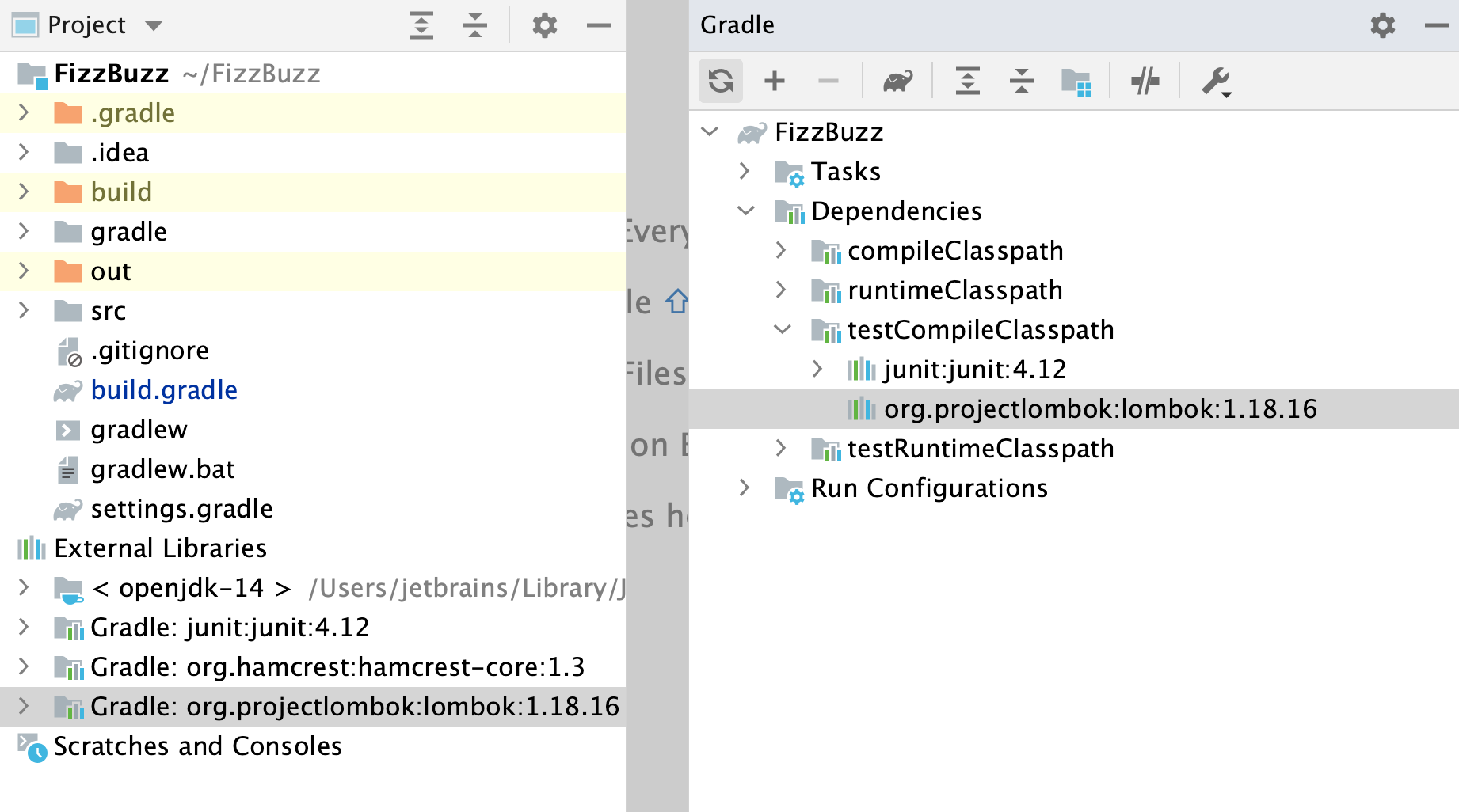 Gradle tool window and Project tool window